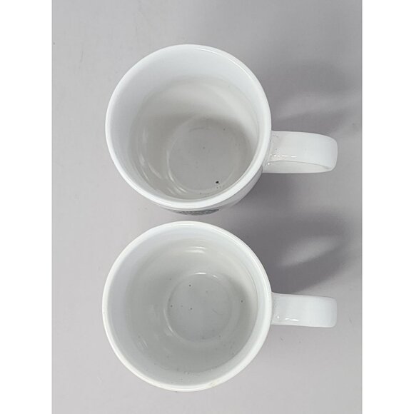 Starbucks Coffee White Ceramic Mugs Set Of 2 With Green Logo 12 Oz Capacity - Picture 5 of 9